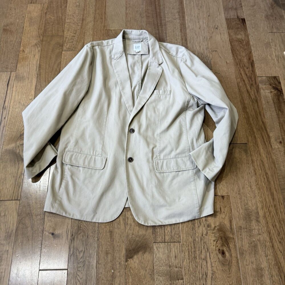 Gap Men’s Beige Cotton Chore Blazer Jacket XXL Minimalist Utility